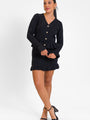 Glistening In The Snow Black Cable Knit Cardigan Set