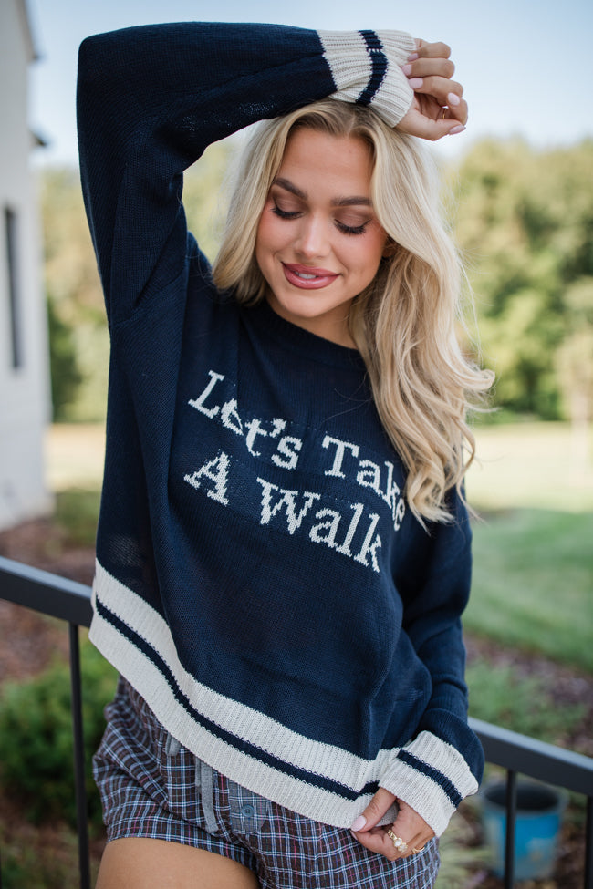 Let's Go For A Walk Navy Sweater