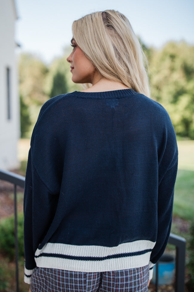 Let's Go For A Walk Navy Sweater