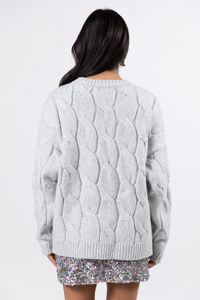 Steer Me Right Grey Oversized Cable Knit Sweater