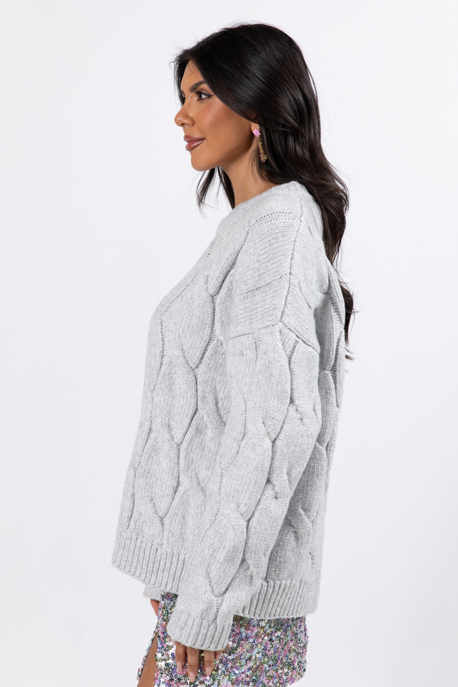 Steer Me Right Grey Oversized Cable Knit Sweater