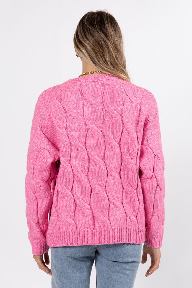 Steer Me Right Pink Oversized Cable Knit Sweater