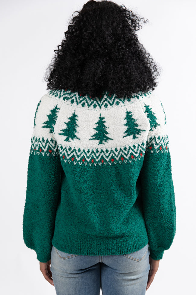 Festive Spirit Green Christmas Fair Isle Quarter Zip Sweater Macy Blackwell X Pink Lily