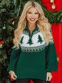 Festive Spirit Green Christmas Fair Isle Quarter Zip Sweater Macy Blackwell X Pink Lily