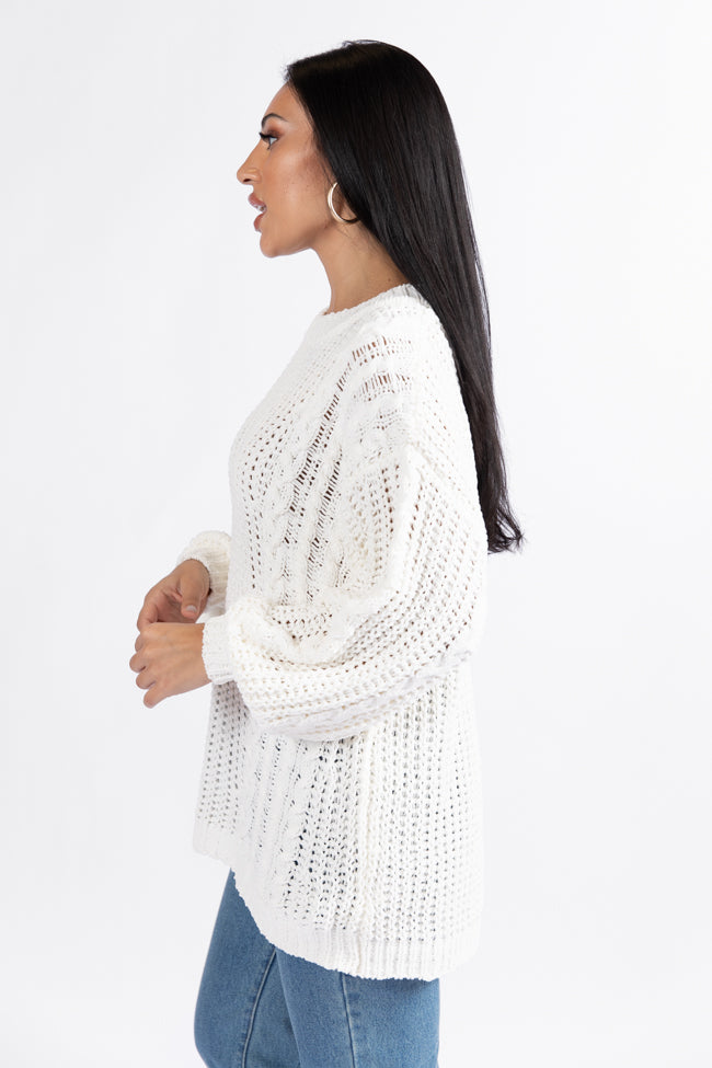 Wide Open Spaces Ivory Oversized Chenille Crew Neck Sweater  DOORBUSTER