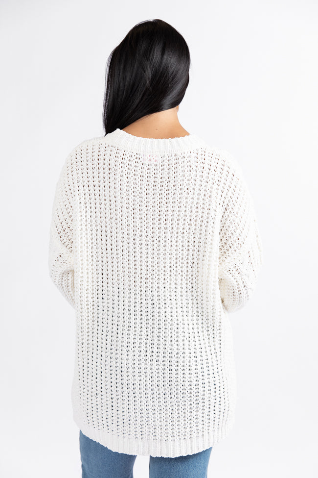 Wide Open Spaces Ivory Oversized Chenille Crew Neck Sweater  DOORBUSTER