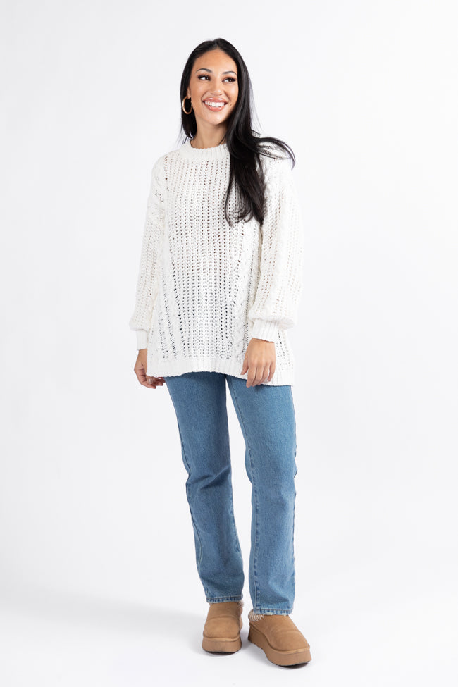 Wide Open Spaces Ivory Oversized Chenille Crew Neck Sweater  DOORBUSTER