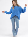 Wide Open Spaces Blue Oversized Chenille Crew Neck Sweater  DOORBUSTER