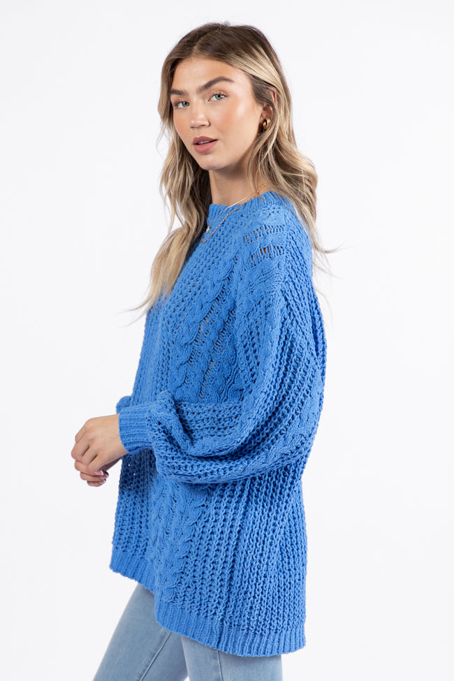 Wide Open Spaces Blue Oversized Chenille Crew Neck Sweater  DOORBUSTER