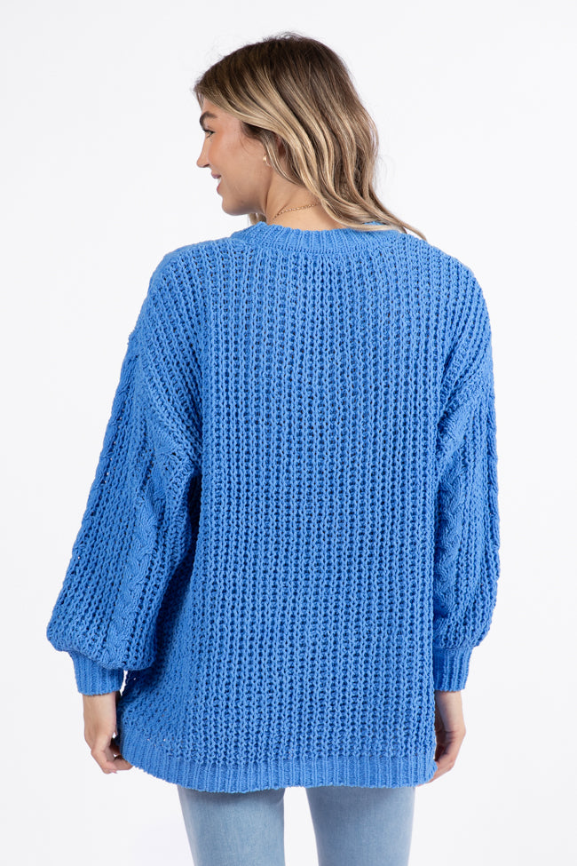 Wide Open Spaces Blue Oversized Chenille Crew Neck Sweater  DOORBUSTER