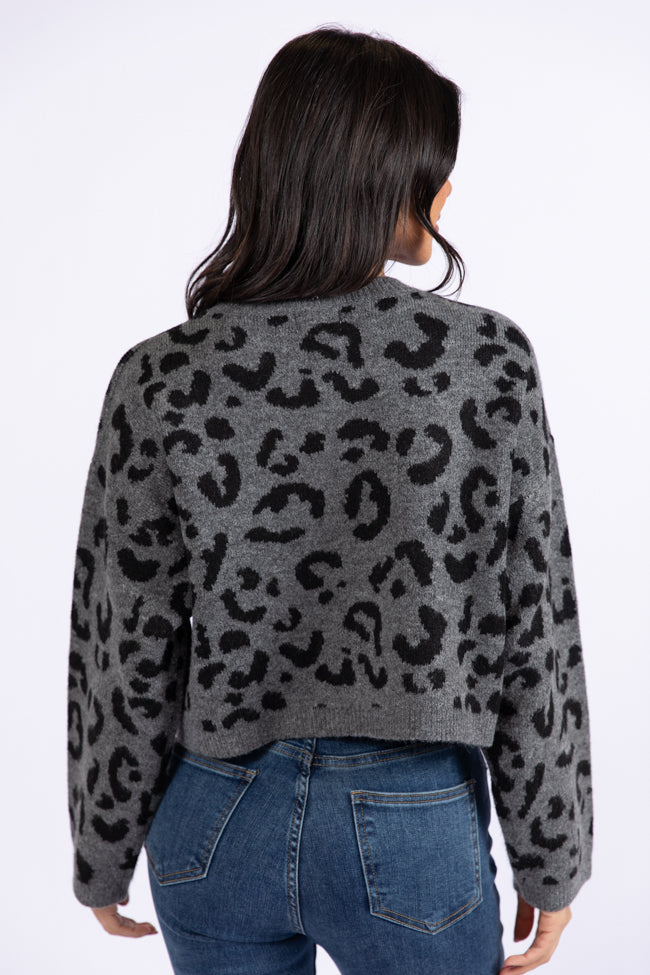 Easy To Find Grey and Black Leopard Sweater DOORBUSTER