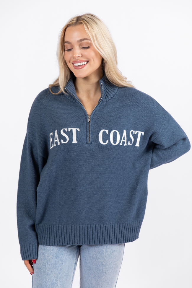 Roll With It Navy East Coast Quarter Zip Sweater DOORBUSTER