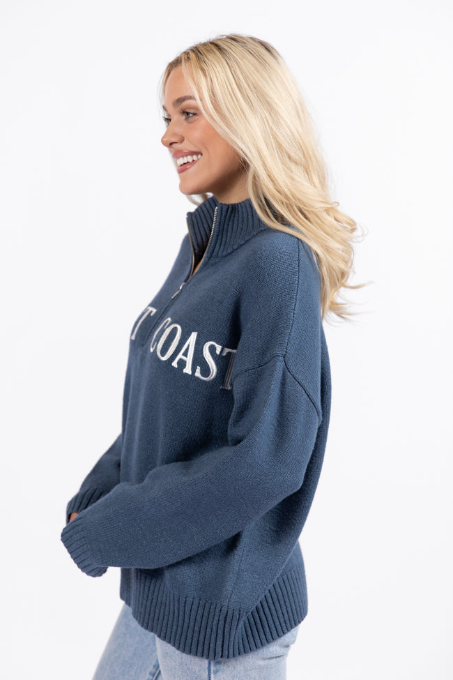 Roll With It Navy East Coast Quarter Zip Sweater DOORBUSTER