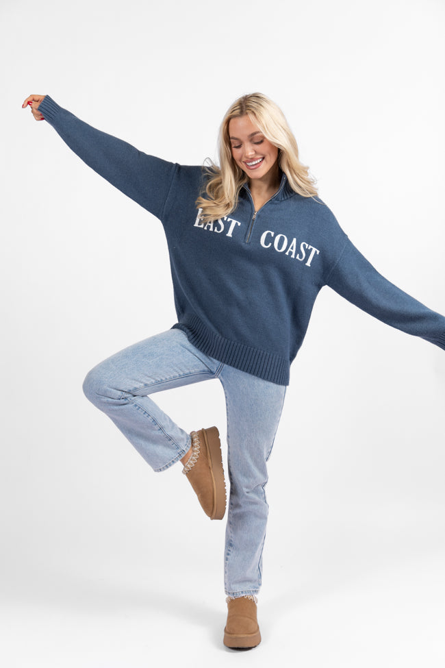 Roll With It Navy East Coast Quarter Zip Sweater DOORBUSTER