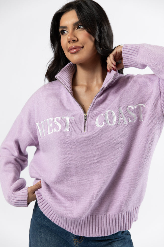 Roll With It Purple West Coast Quarter Zip Sweater DOORBUSTER