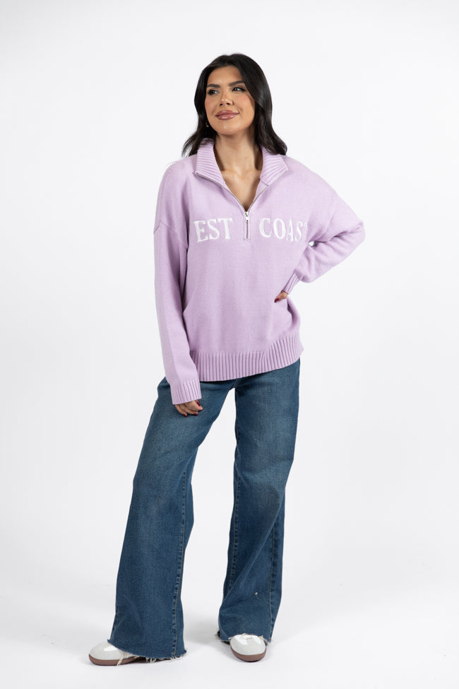 Roll With It Purple West Coast Quarter Zip Sweater DOORBUSTER