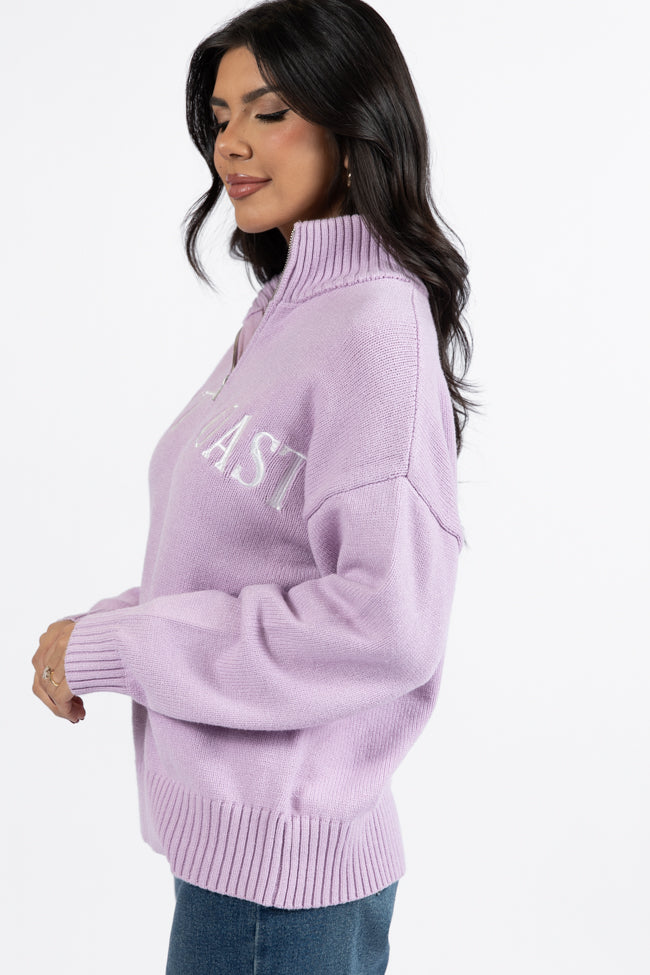 Roll With It Purple West Coast Quarter Zip Sweater DOORBUSTER