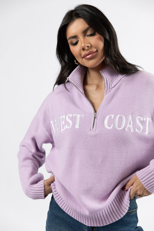 Roll With It Purple West Coast Quarter Zip Sweater DOORBUSTER