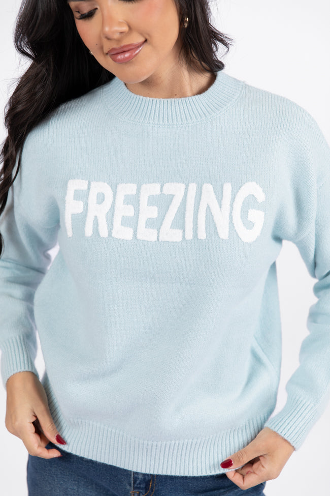 Always Freezing Blue Crew Neck Sweater DOORBUSTER