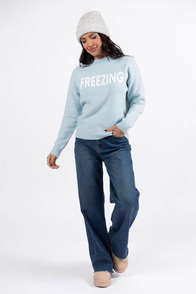 Always Freezing Blue Crew Neck Sweater DOORBUSTER