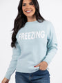 Always Freezing Blue Crew Neck Sweater DOORBUSTER