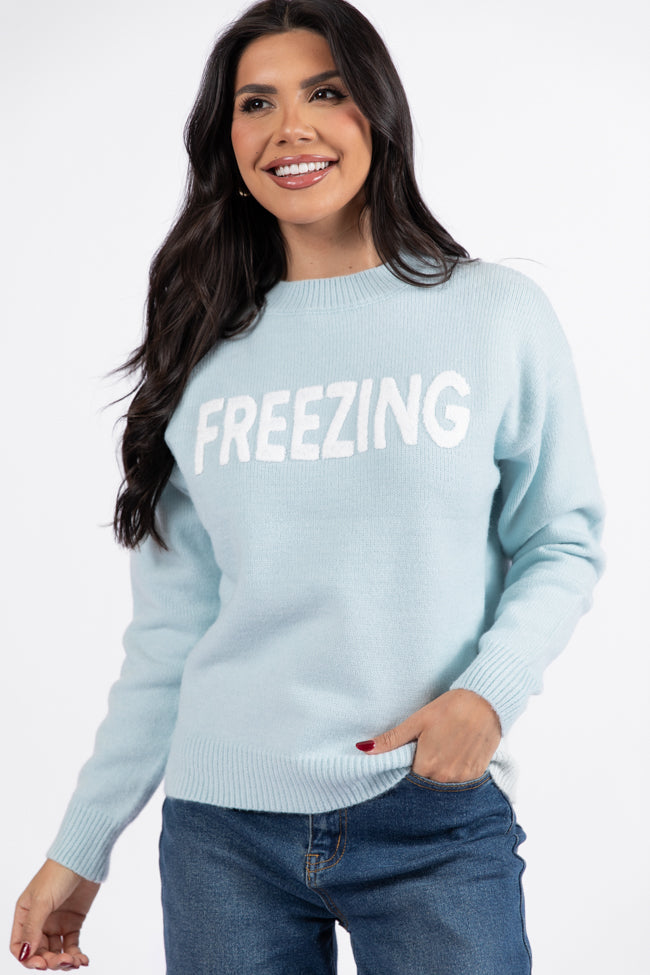 Always Freezing Blue Crew Neck Sweater DOORBUSTER