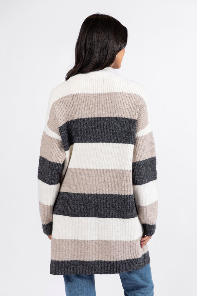 Space and Time Grey Multi Striped Cardigan DOORBUSTER