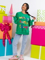 Merry Everything Green Multi Corded Embroidered Sweatshirt