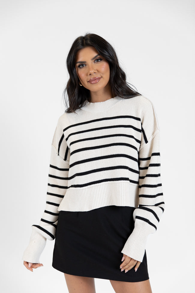 Something To Remember Cream and Black Striped Sweater DOORBUSTER