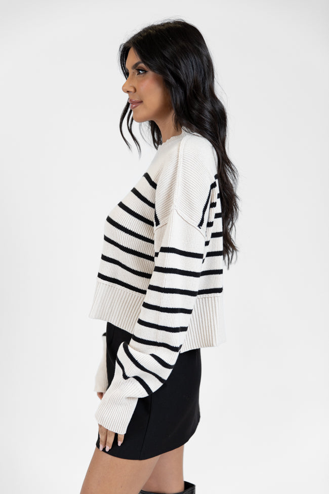 Something To Remember Cream and Black Striped Sweater DOORBUSTER