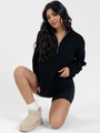 Roll With It Black Solid Quarter Zip Sweater DOORBUSTER