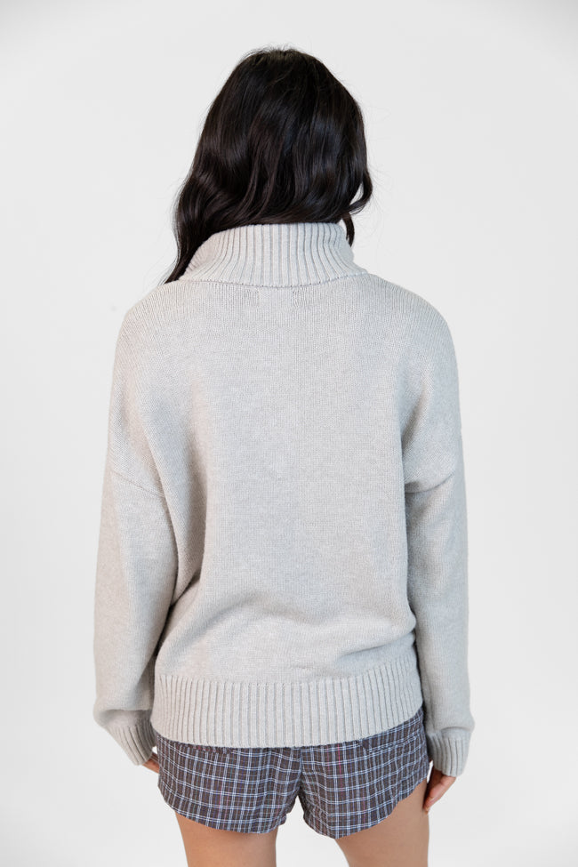 Roll With It Heather Grey Solid Quarter Zip Sweater DOORBUSTER