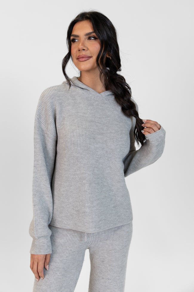 Cloud Chaser Grey Sweater Knit Hoodie