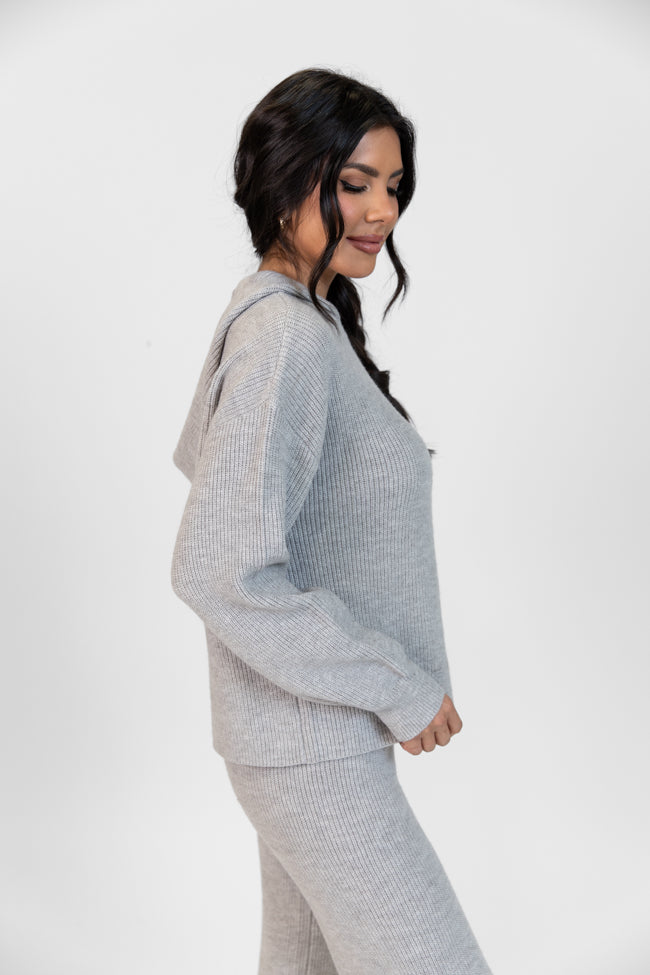 Cloud Chaser Grey Sweater Knit Hoodie