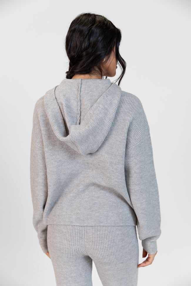 Cloud Chaser Grey Sweater Knit Hoodie