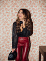 PRE-ORDER Holiday Toast Black Puff Sleeve Sequin Bodysuit Amber Massey X Pink Lily