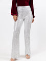 Queen of Hearts Silver Sequin Flare Pants