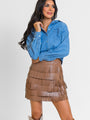 Follow Your Arrow Brown Faux Leather Fringe Skirt FINAL SALE