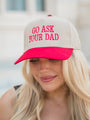 Go Ask Your Dad Red and Khaki Trucker Hat