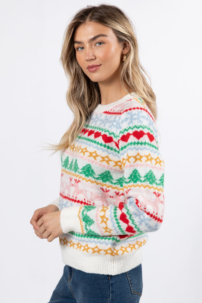 Final Sleigh Multi Color Christmas Fair Isle Sweater DOORBUSTER