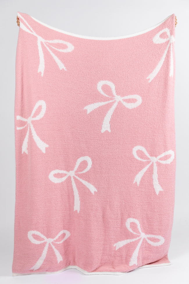 Make Me Believe Pink Bow Blanket