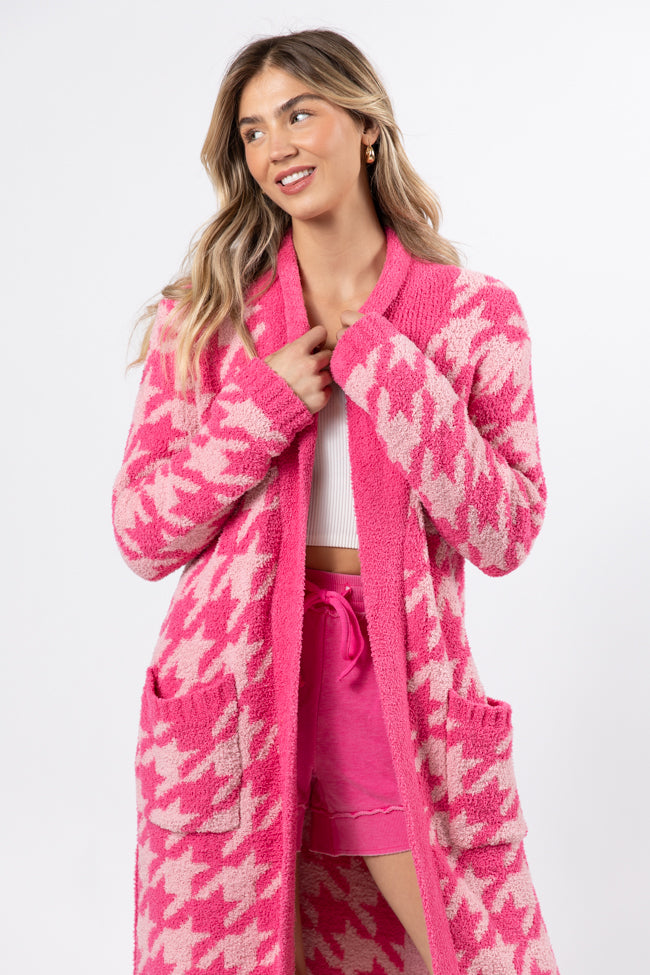 It Was All A Dream Pink Tonal Houndstooth Robe