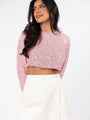 In Good Spirits Pink Pearl And Sequin Embellished Crop Blouse