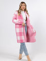 News To Me Pink Plaid Sweater Coat