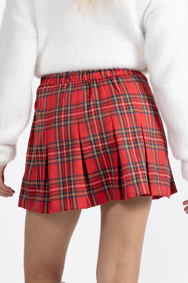 Spirit Of Christmas Red Pleated Plaid Skort Macy Blackwell X Pink Lily