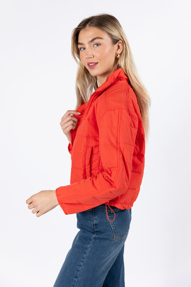 Heating Up Tomato Lightweight Puffer Jacket