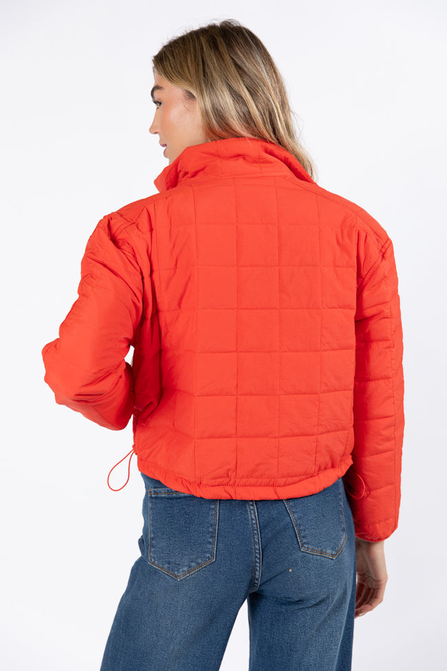 Heating Up Tomato Lightweight Puffer Jacket