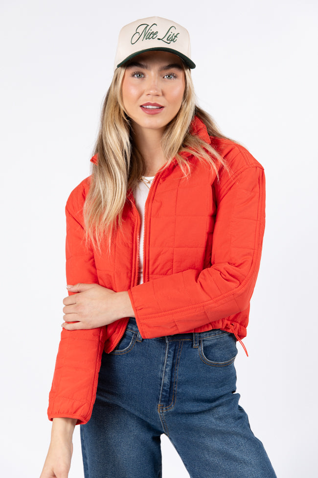 Heating Up Tomato Lightweight Puffer Jacket