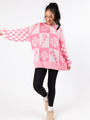 Candy Cane Lane Candy Pattern Sweater Pink DOORBUSTER