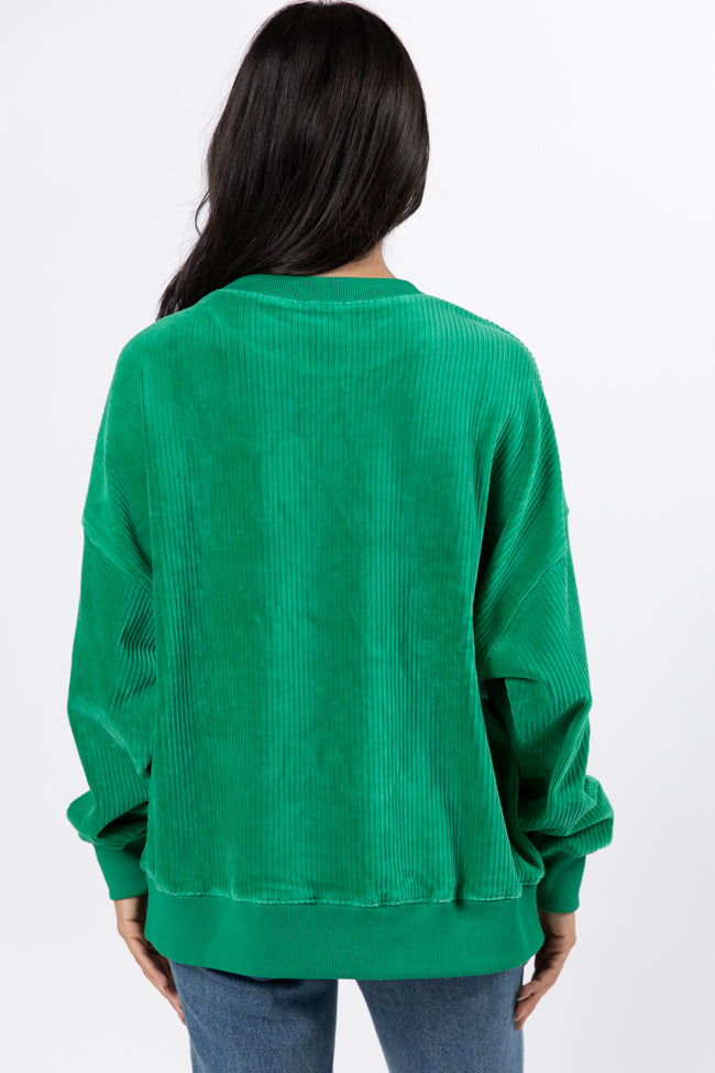 Merry Everything Green Multi Corded Embroidered Sweatshirt